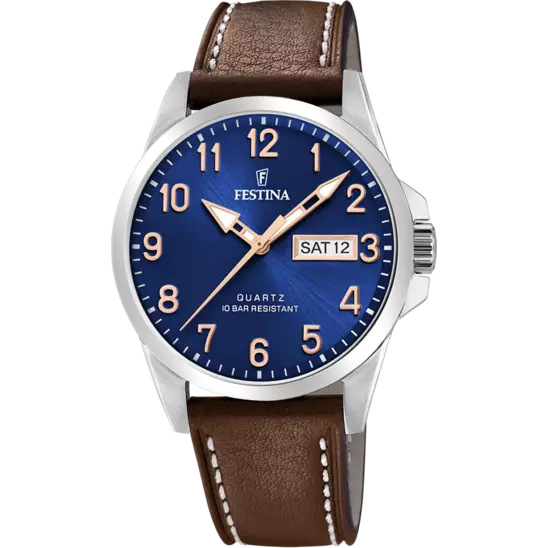 Festina Classic Watch F20358/B Blue, Leather Strap, Men