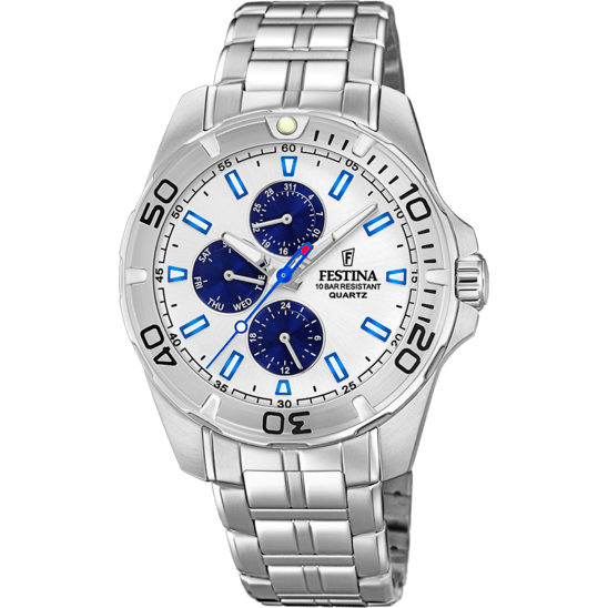 Montre Festina Multifonction F20445/1 Argent, Bracelet Acier, Homme
