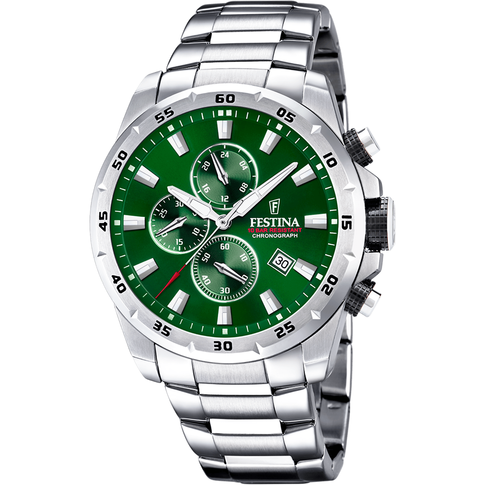 Montre Festina Timeless F20463/3 Vert, Bracelet Acier, Homme