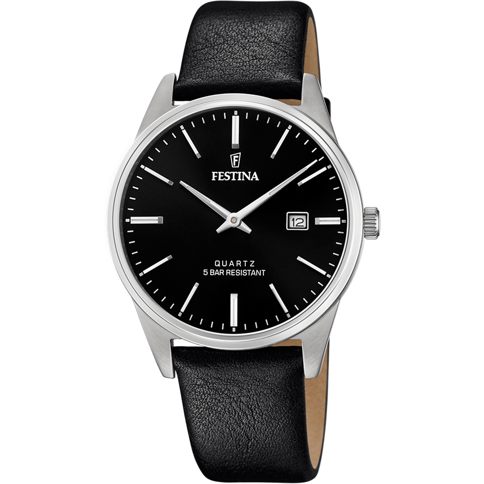 Montre Festina Classic F20512/4 Noir, Bracelet Cuir, Homme