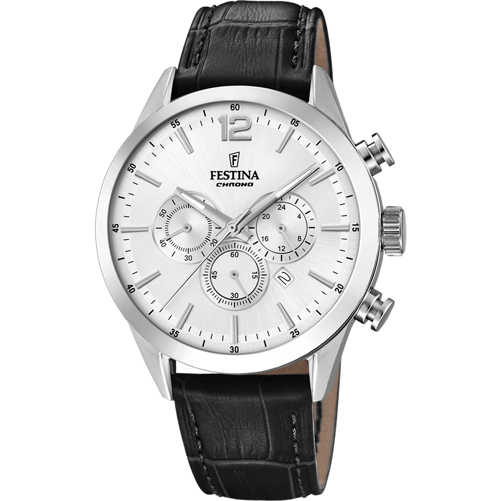 Montre Festina Timeless F20542/1 Gris, Bracelet Cuir, Homme