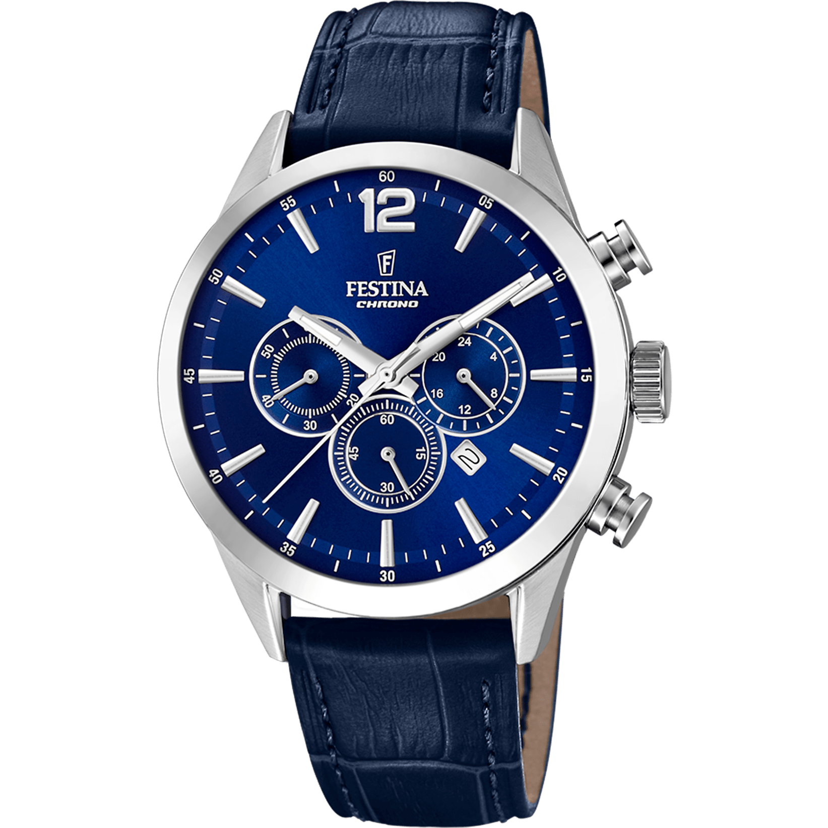 Montre Festina Timeless F20542/2 Bleu, Bracelet Cuir, Homme