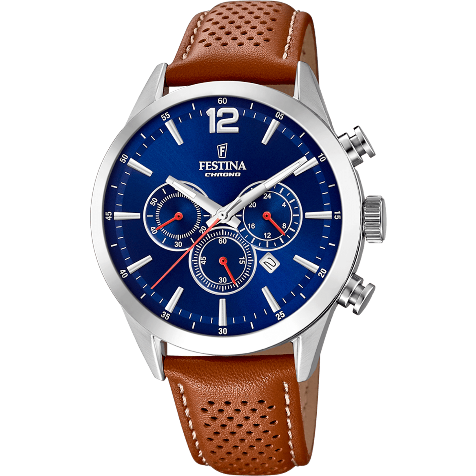 Montre Festina Timeless F20542/3 Bleu, Bracelet Cuir, Homme