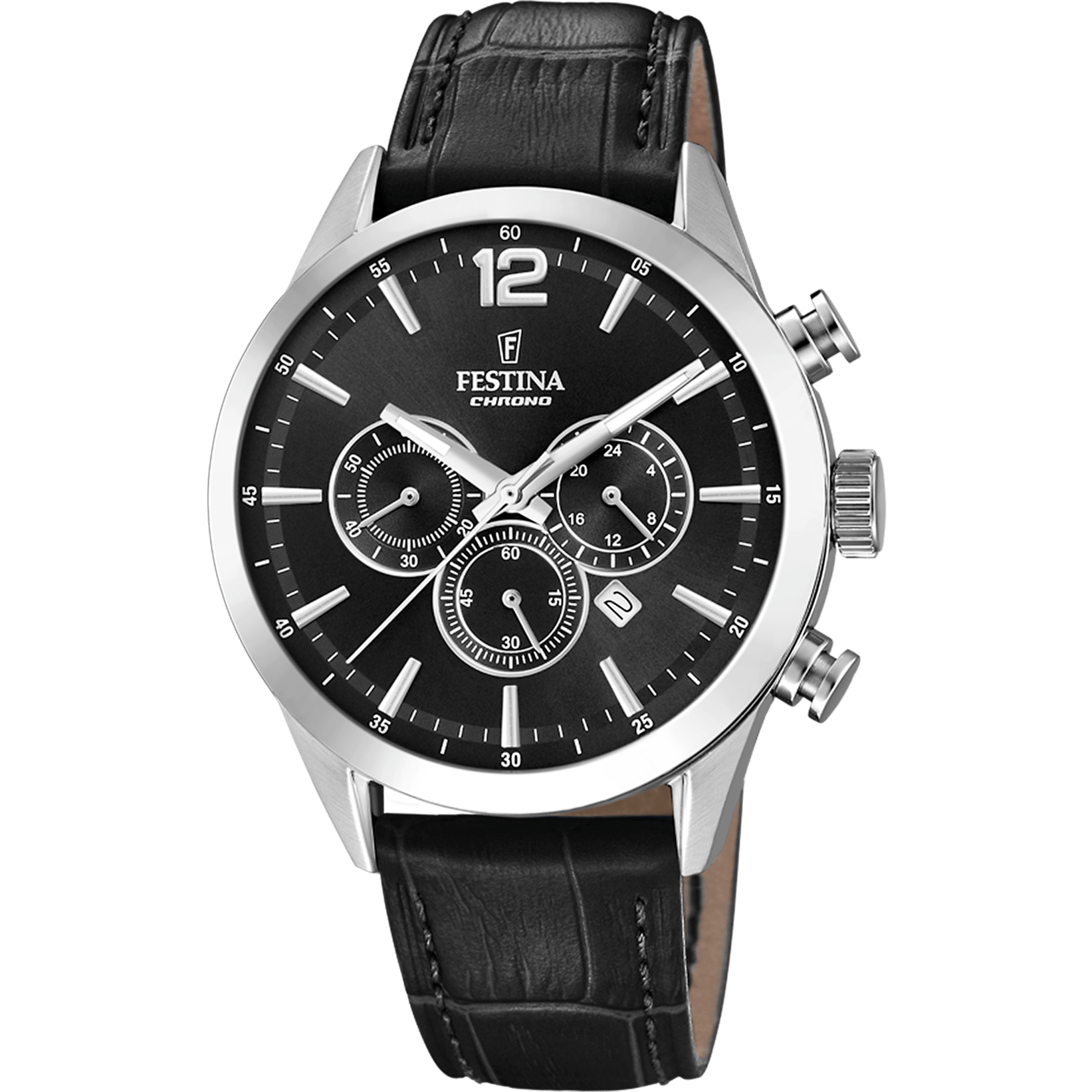 Montre Festina Timeless F20542/5 Noir, Bracelet Cuir, Homme