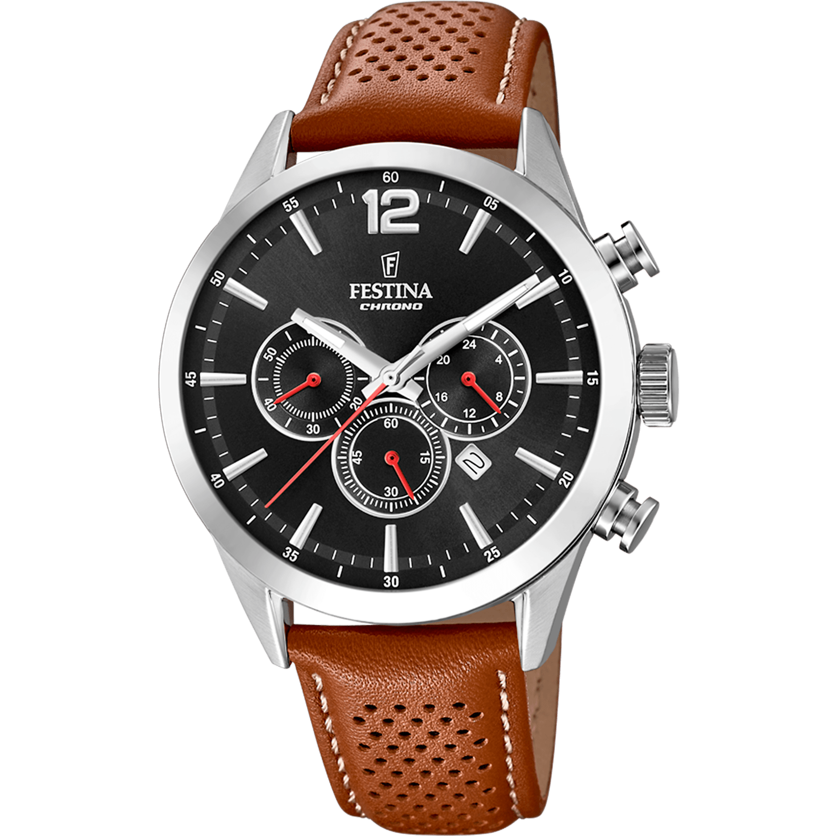 Montre Festina Timeless F20542/6 Noir, Bracelet Cuir, Homme