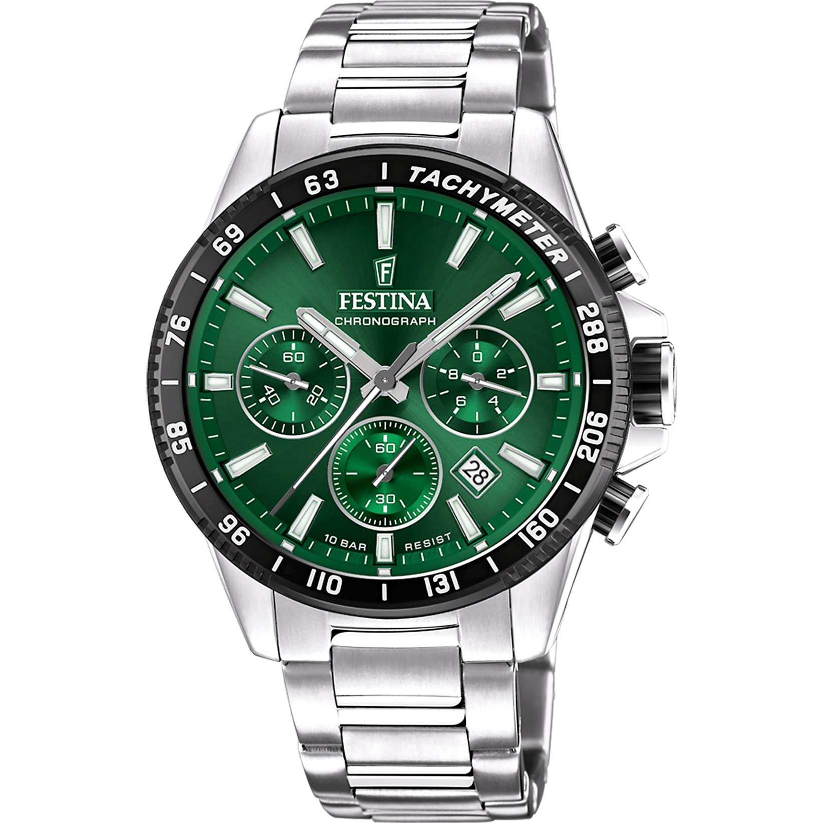 Festina Timeless Watch F20560/4 Green, Steel Strap, Men