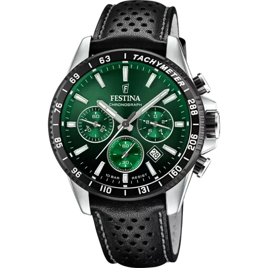 Montre Festina Timeless F20561/5 Vert, Bracelet Cuir, Homme