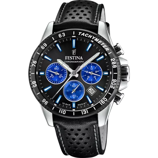 Montre Festina Timeless F20561/6 Noir, Bracelet Cuir, Homme