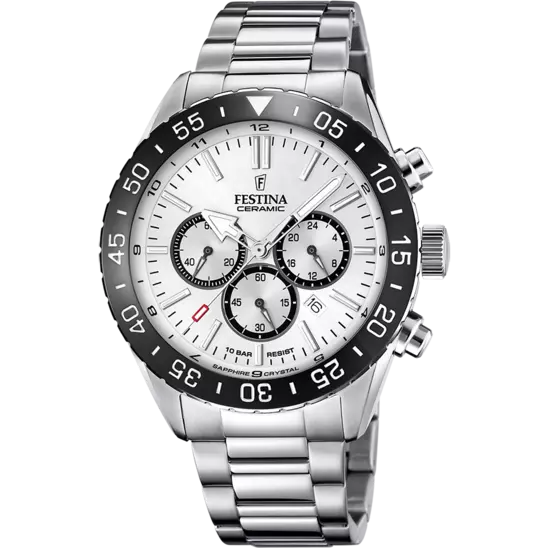 Montre Festina Saphir F20575/1 Blanc, Bracelet Acier, Homme