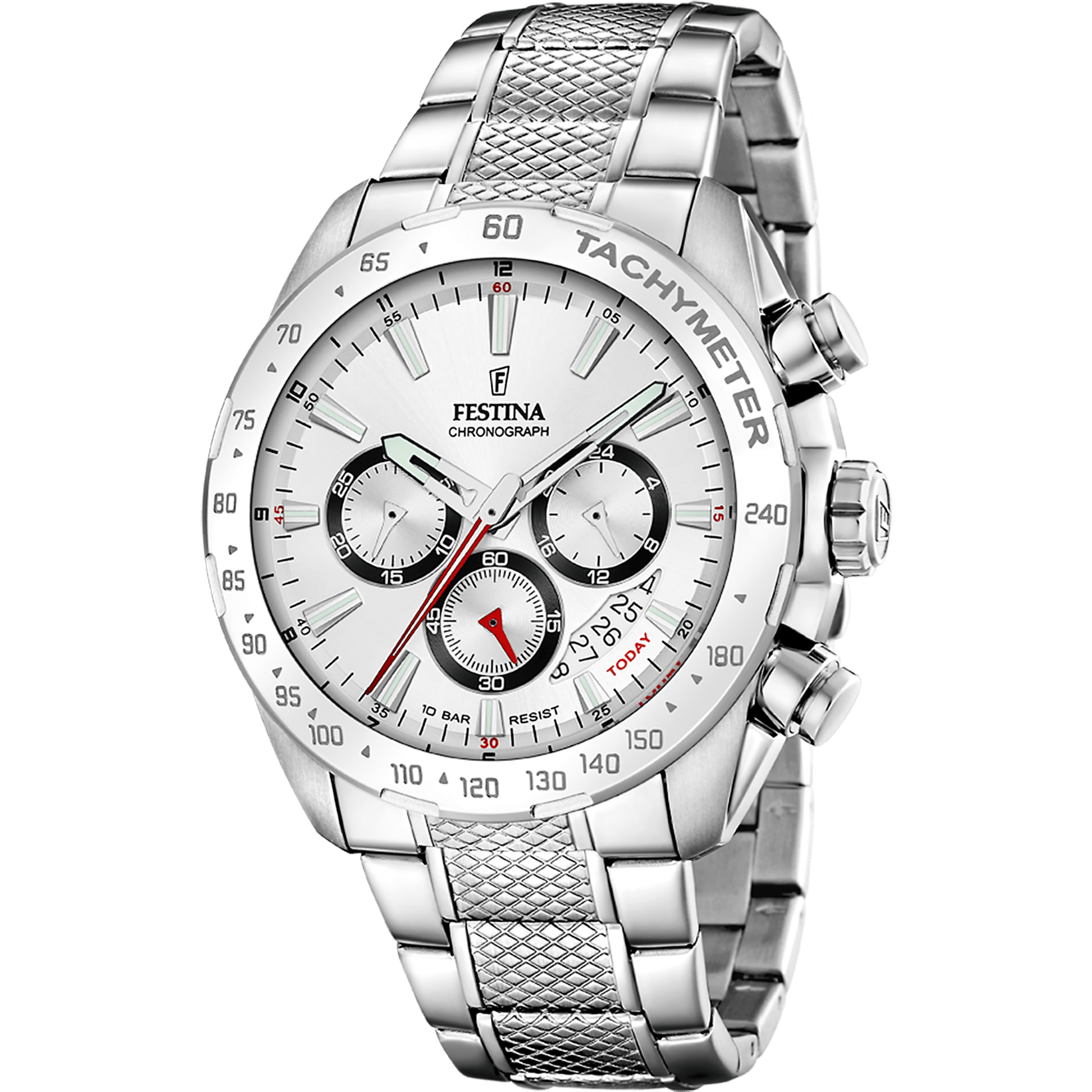 Montre Festina Timeless F20668/1 Blanc, Bracelet Acier, Homme