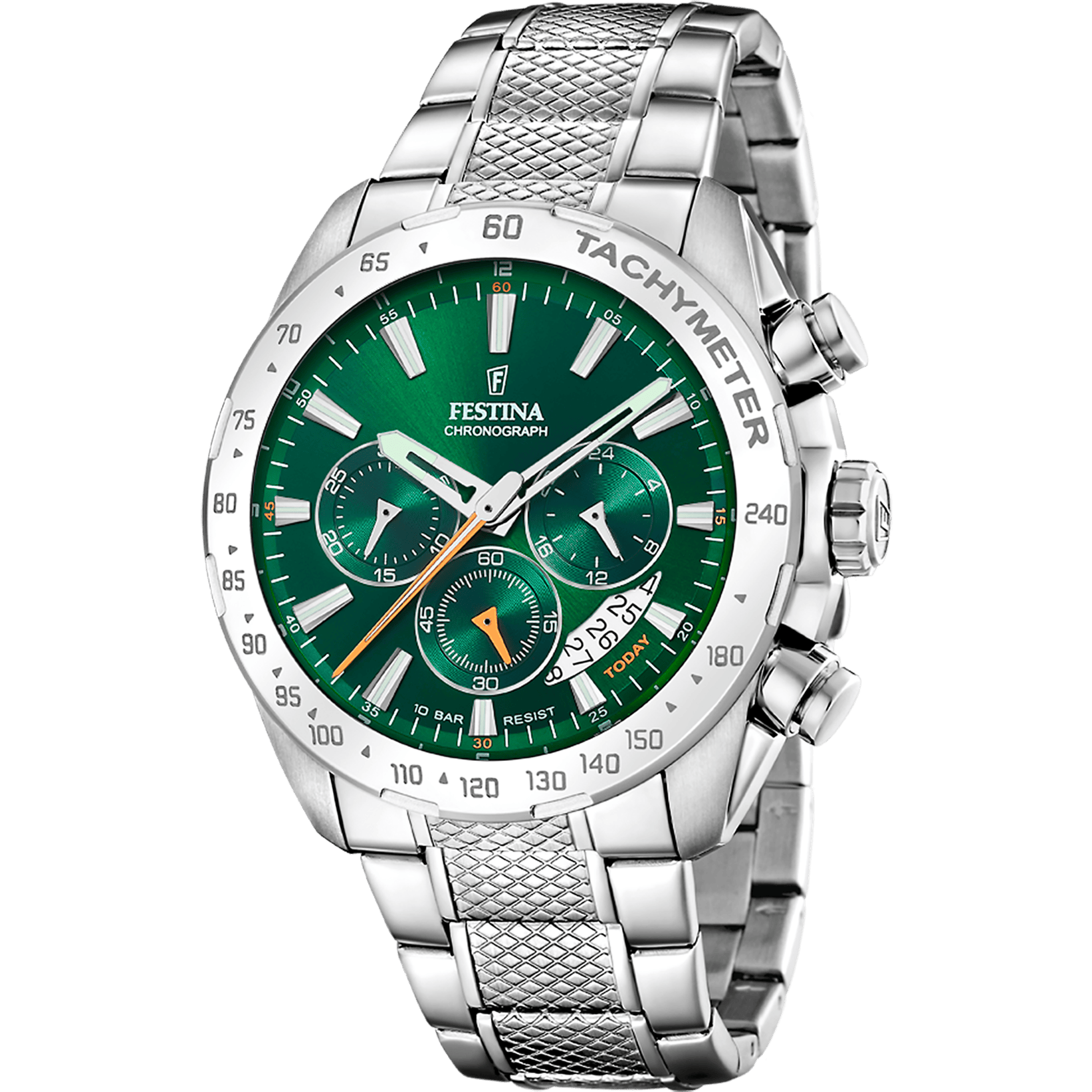 Montre Festina Timeless F20668/3 Vert, Bracelet Acier, Homme