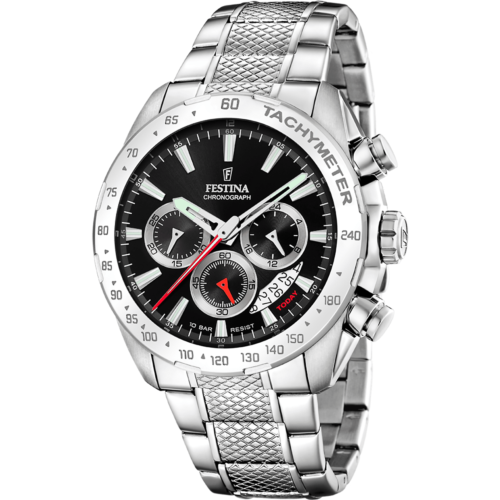 Montre Festina Timeless F20668/4 Noir, Bracelet Acier, Homme
