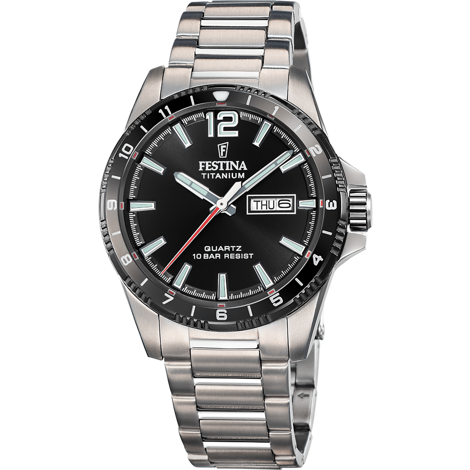 Montre Festina Titanium F20698/4 Noir, Bracelet Titane, Homme
