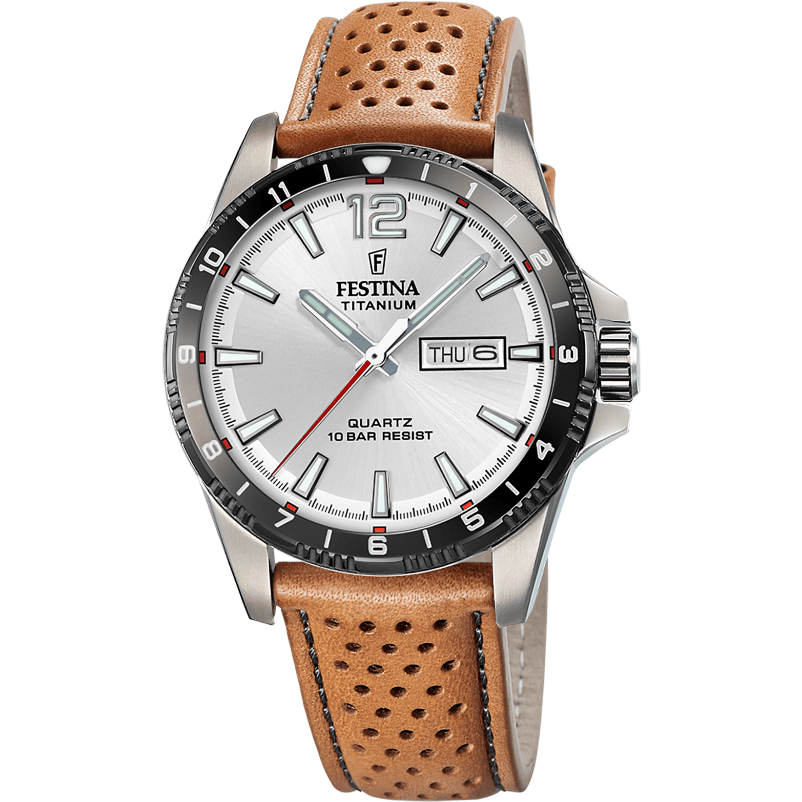 Montre Festina Titanium F20699/1 Gris, Bracelet Cuir, Homme