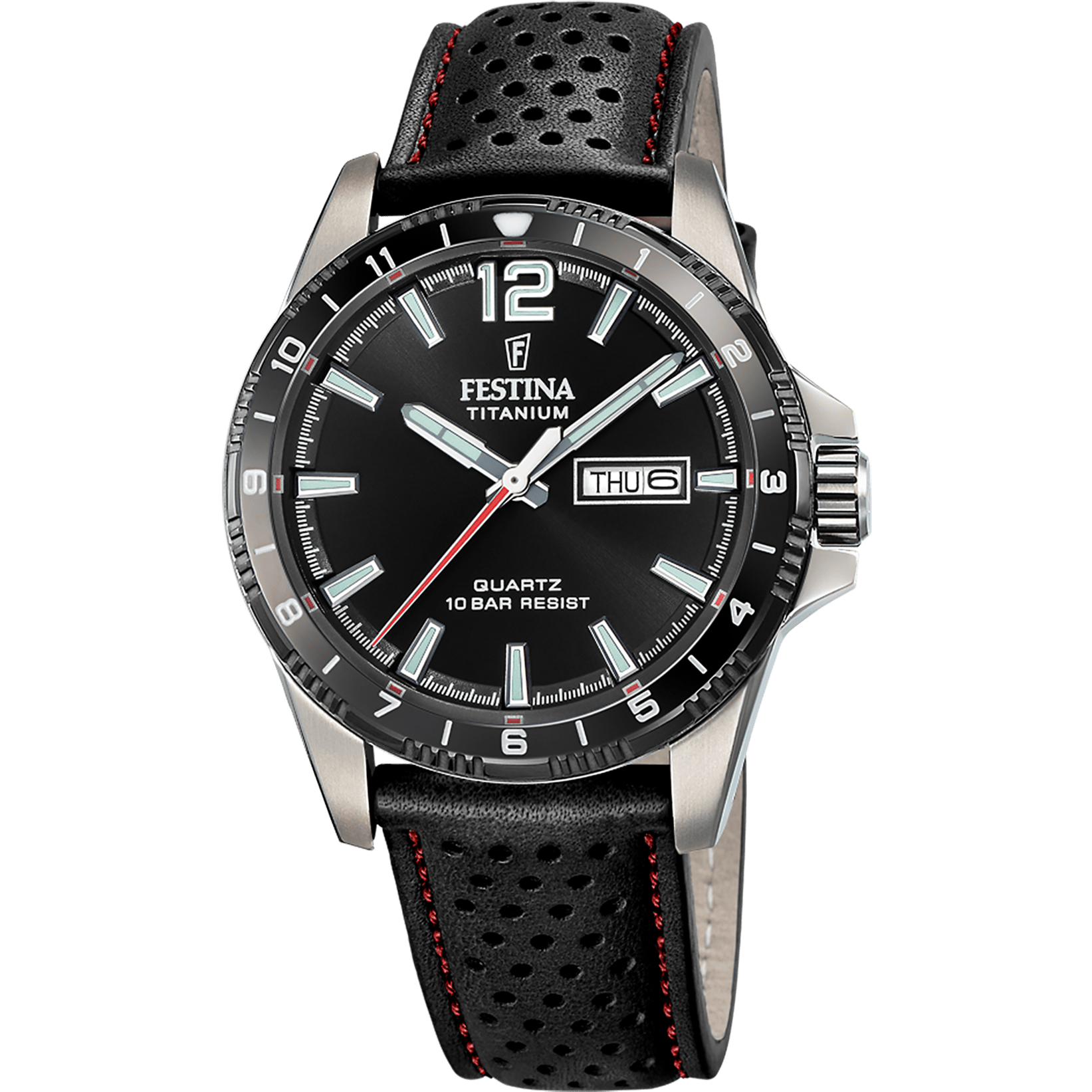 Montre Festina Titanium F20699/4 Noir, Bracelet Cuir, Homme