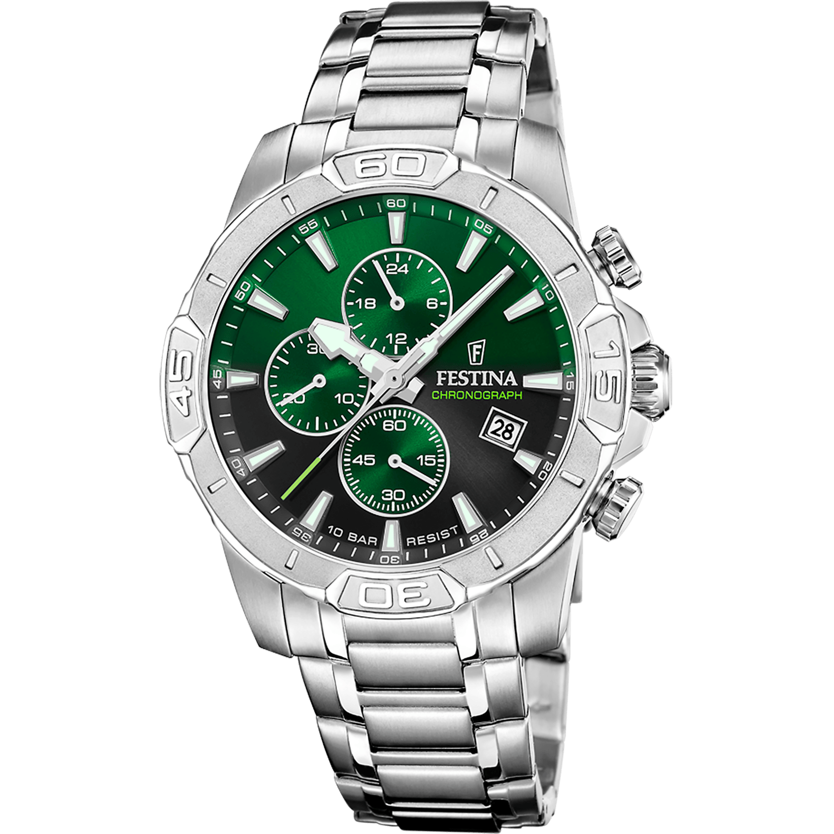 Festina Timeless Watch F20704/5 Green, Steel Strap, Men