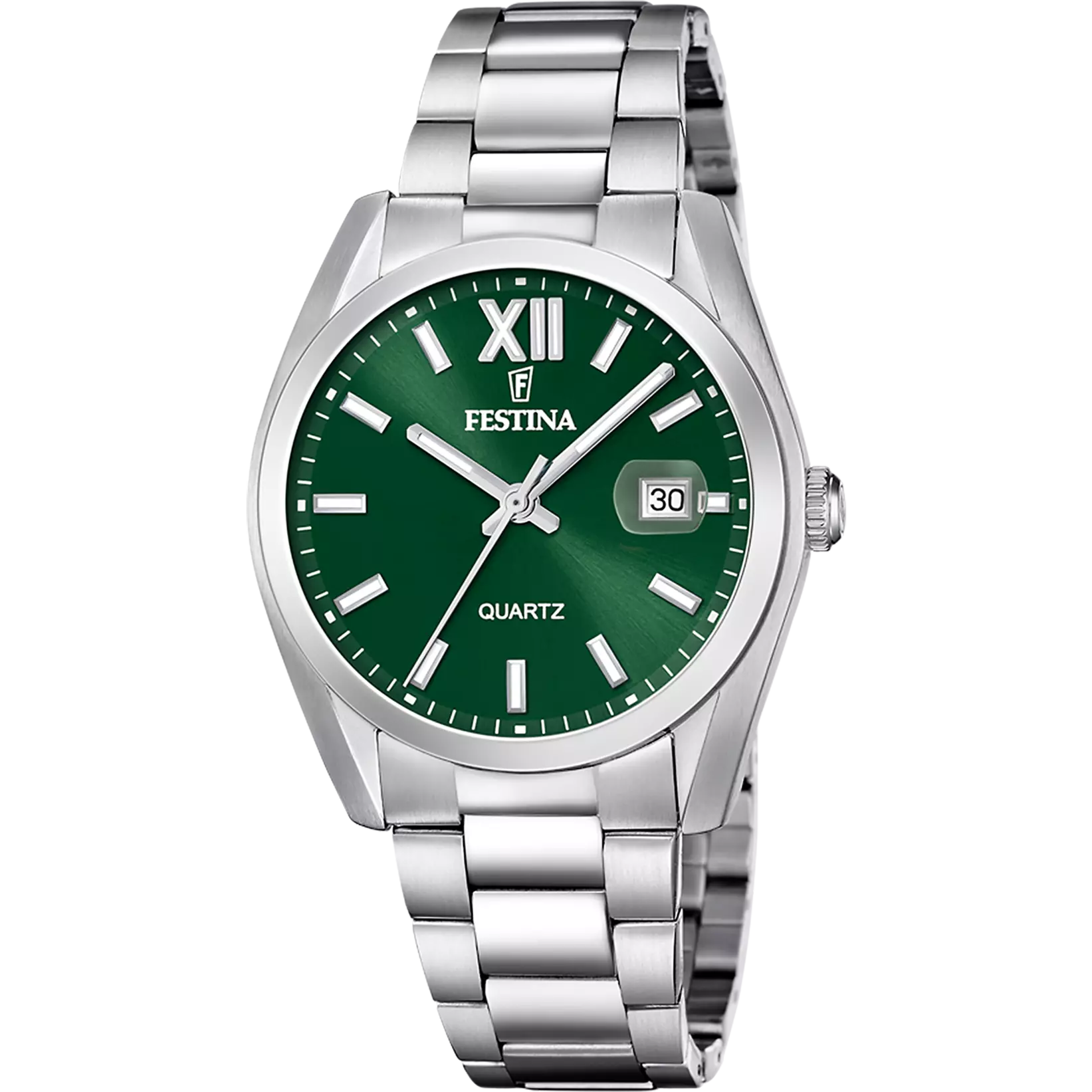 Montre Festina Classic F20707/8 Vert, Bracelet Acier, Homme