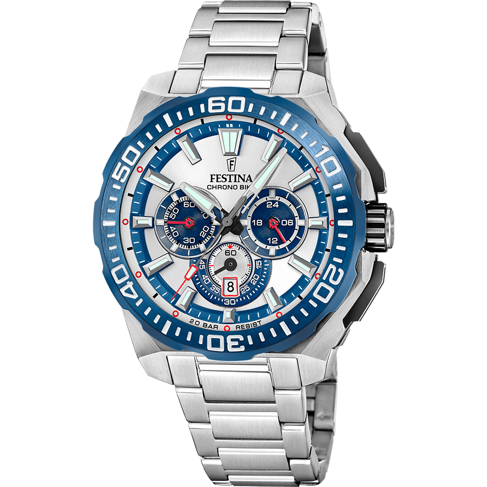 Montre Festina Chronobike F20724/1 Argent, Bracelet Acier, Homme