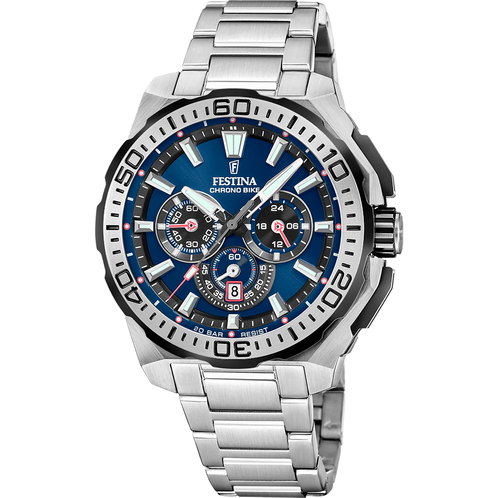 Montre Festina Chronobike F20724/2 Bleu, Bracelet Acier, Homme
