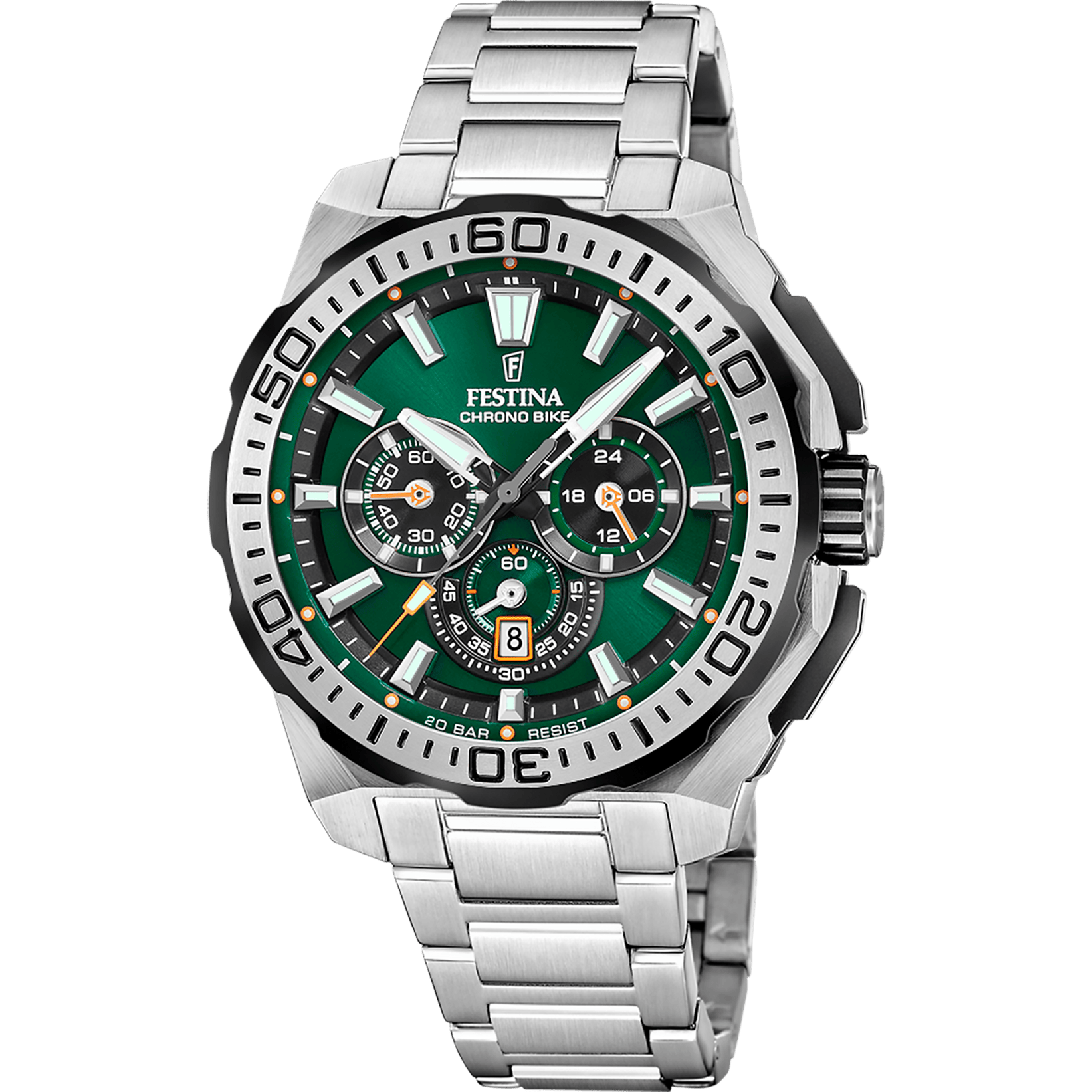 Montre Festina Chronobike F20724/3 Vert, Bracelet Acier, Homme