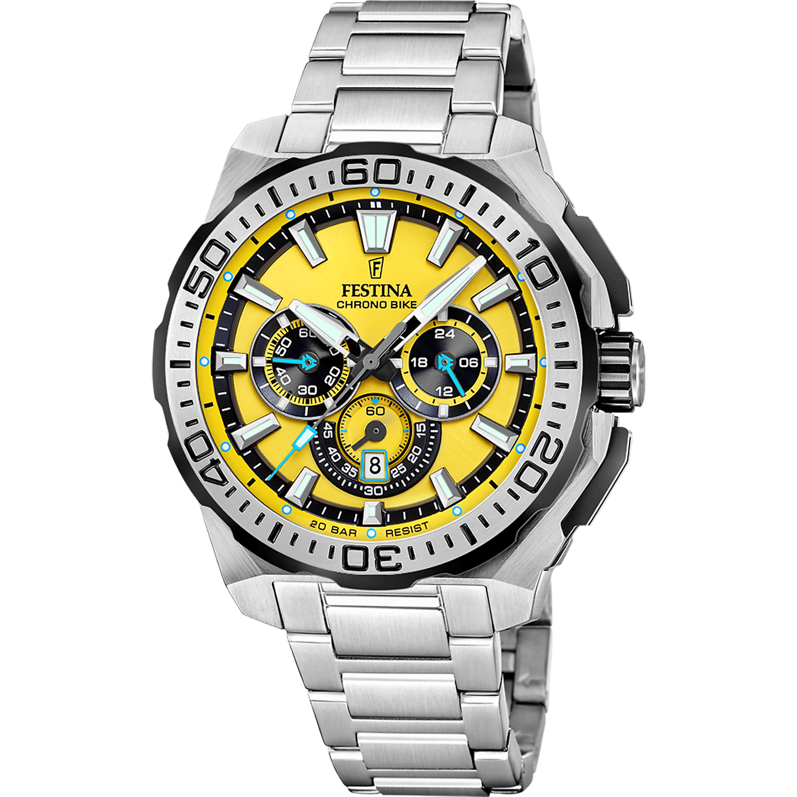Montre Festina Chronobike F20724/4 Jaune, Bracelet Acier, Homme