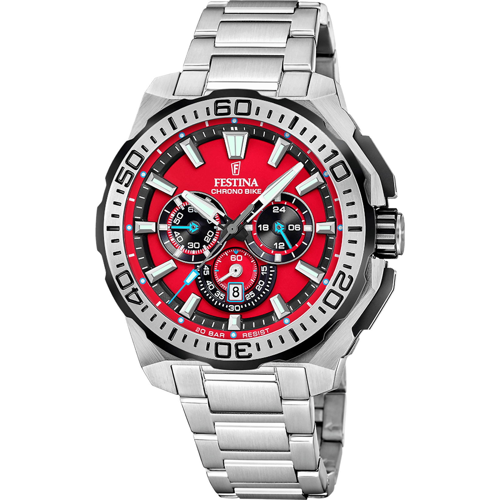 Montre Festina Chronobike F20724/5 Rouge, Bracelet Acier, Homme