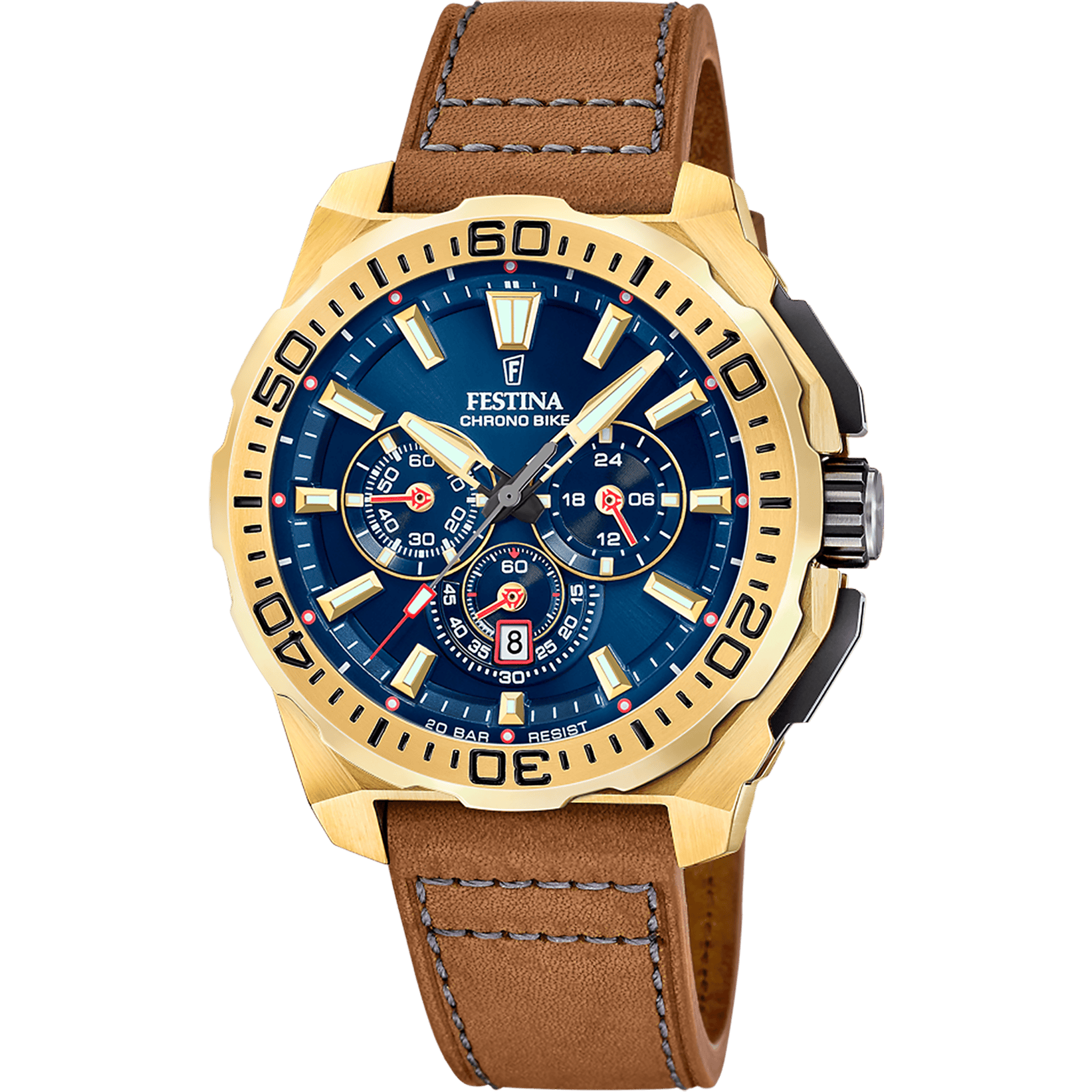 Montre Festina Chronobike F20728/1 Bleu, Bracelet Cuir, Homme
