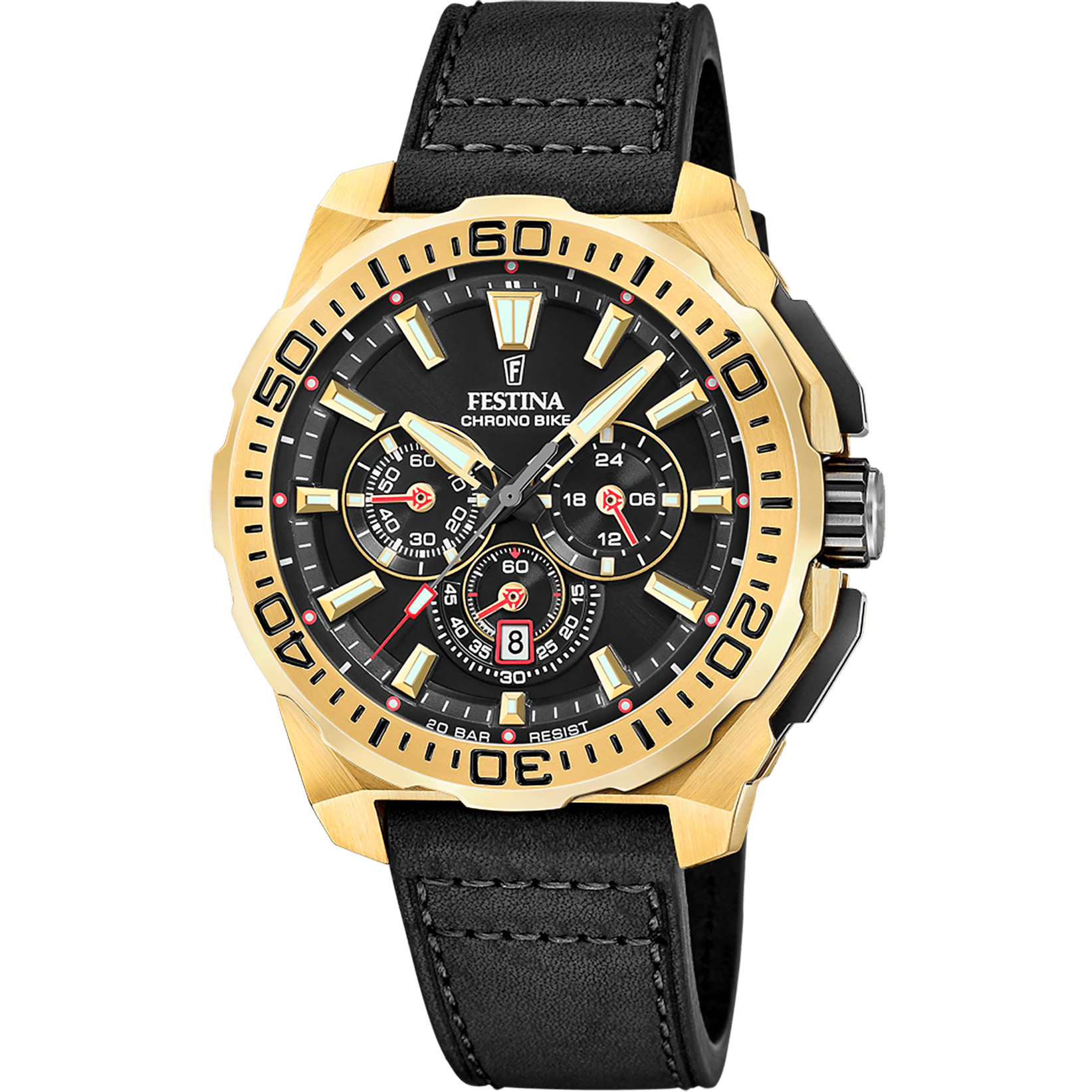 Montre Festina Chronobike F20728/3 Noir, Bracelet Cuir, Homme