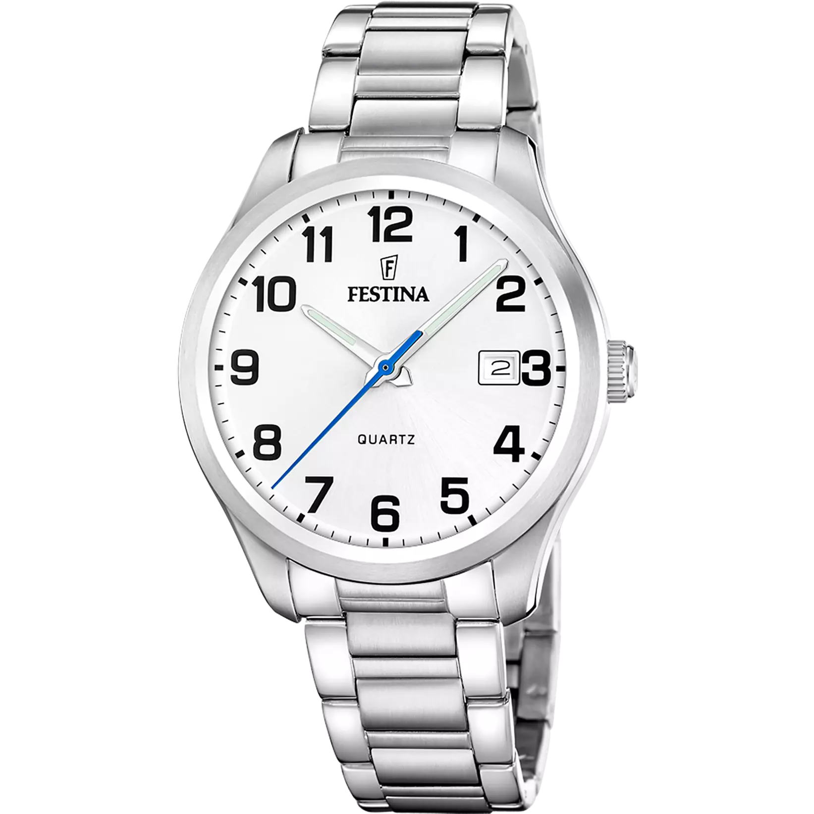 Montre Festina Classic F20736/1 Blanc, Bracelet Acier, Homme