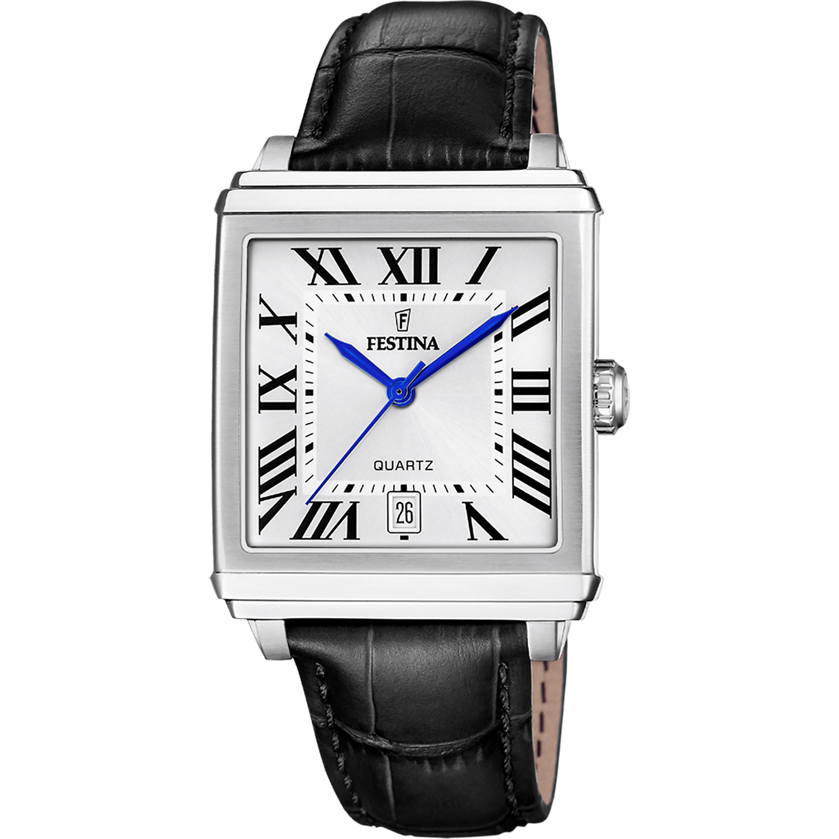 Montre Festina On the Square F20681/1 Gris, Bracelet Cuir, Homme