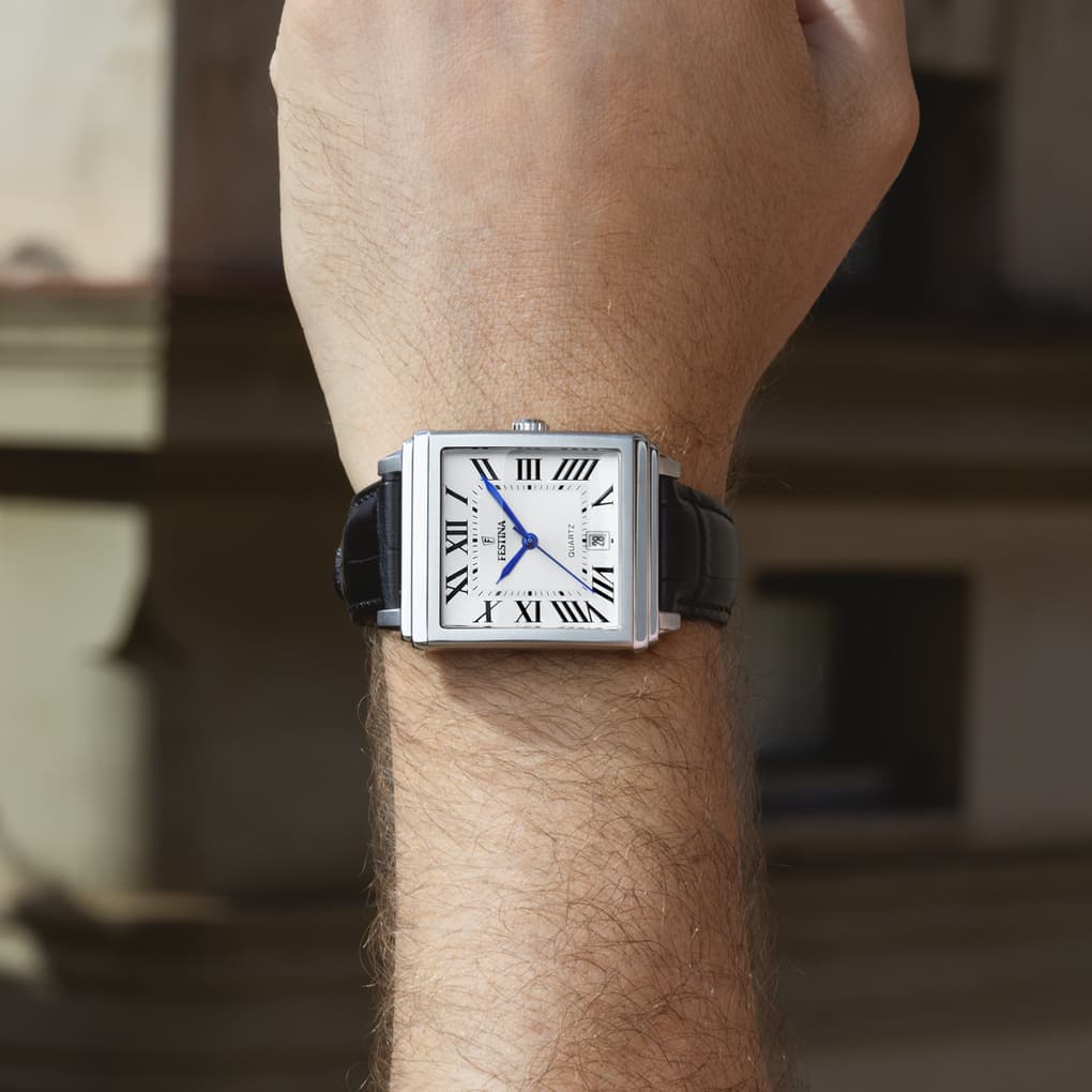Montre Festina On the Square F20681/1 Gris, Bracelet Cuir, Homme – image 4