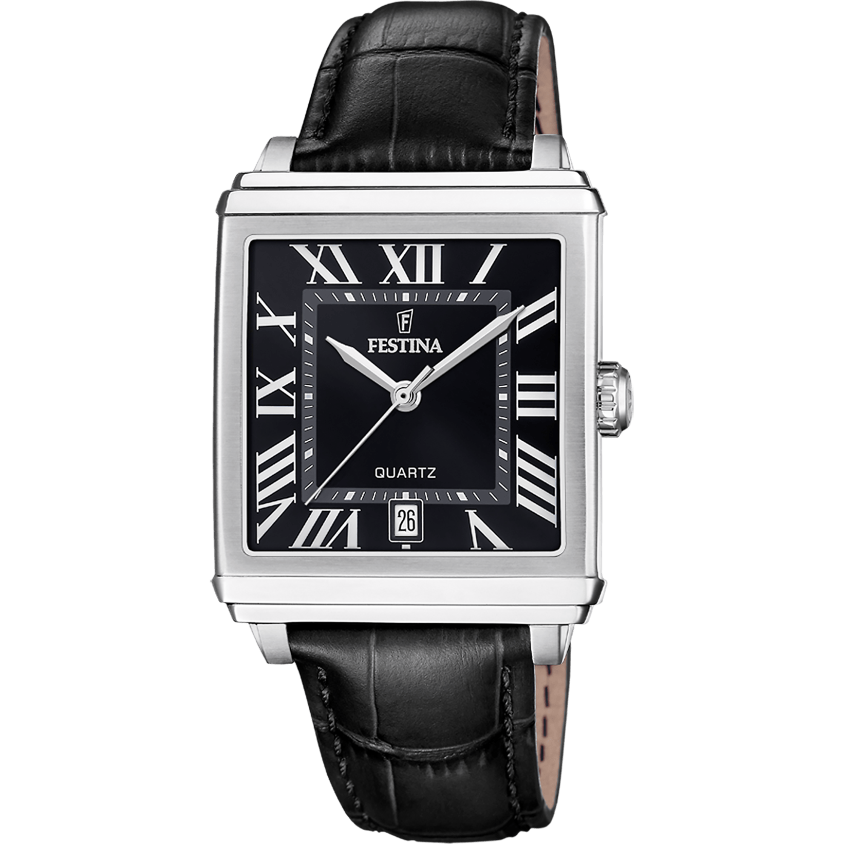 Montre Festina On the Square F20681/3 Noir, Bracelet Acier, Homme