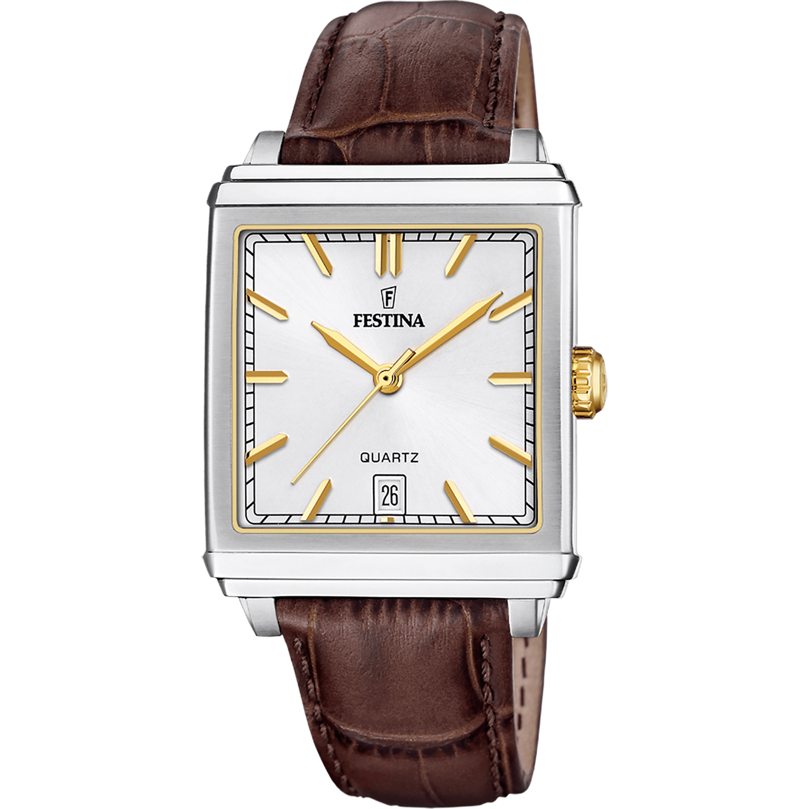 Montre Festina On the Square F20681/4 Gris, Bracelet Cuir, Homme